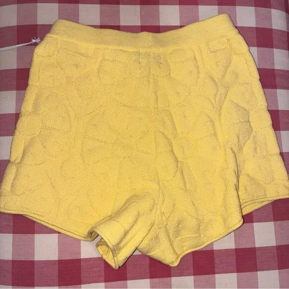 Nwt Roller Rabbit Yellow Women's Shorts Target Terry cloth s small flower pull